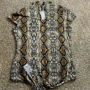 Snake print Bodysuit with high neck / cap sleeve never worn - no tags boutique